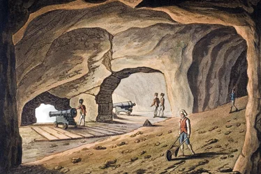 Inside a Gallery on the Rock of Gibraltar, engraved by Joseph Constantine Stadler